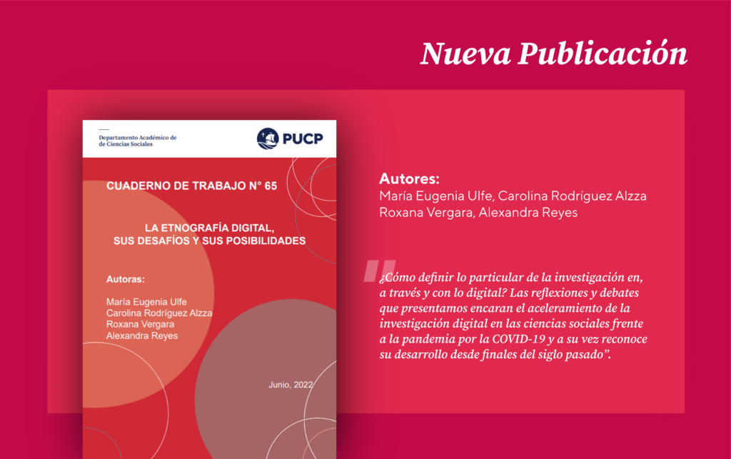 Nueva publicación de la investigadora CISEPA María Eugenia Ulfe junto a Carolina Rodríguez Alzza, Roxana Vergara y Alexandra Reyes