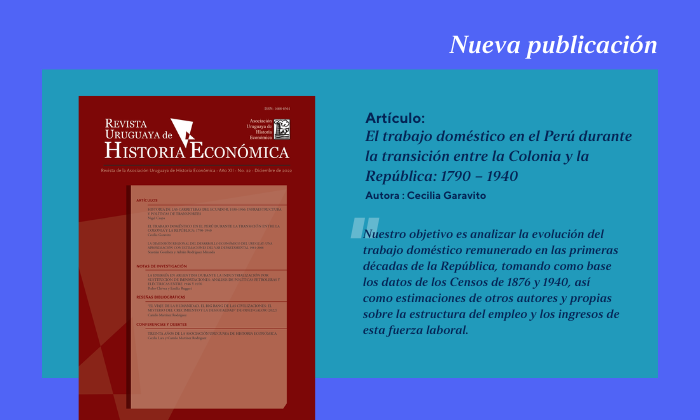 La profesora Cecilia Garavito publicó un artículo para la Revista Uruguaya de Historia Económica